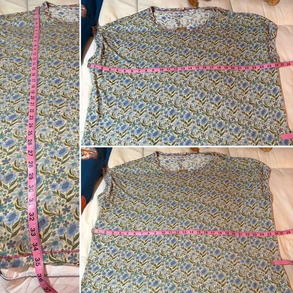 Natural Life Cotton Tee Mini Dress Frankie Knit Blue Floral Tshirt Dress XL NWT - Picture 12 of 13